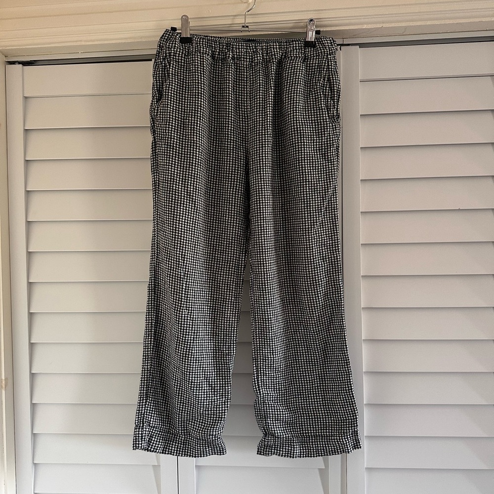 Gingham United by Blue Black & White Check Pants - Pull On Waist